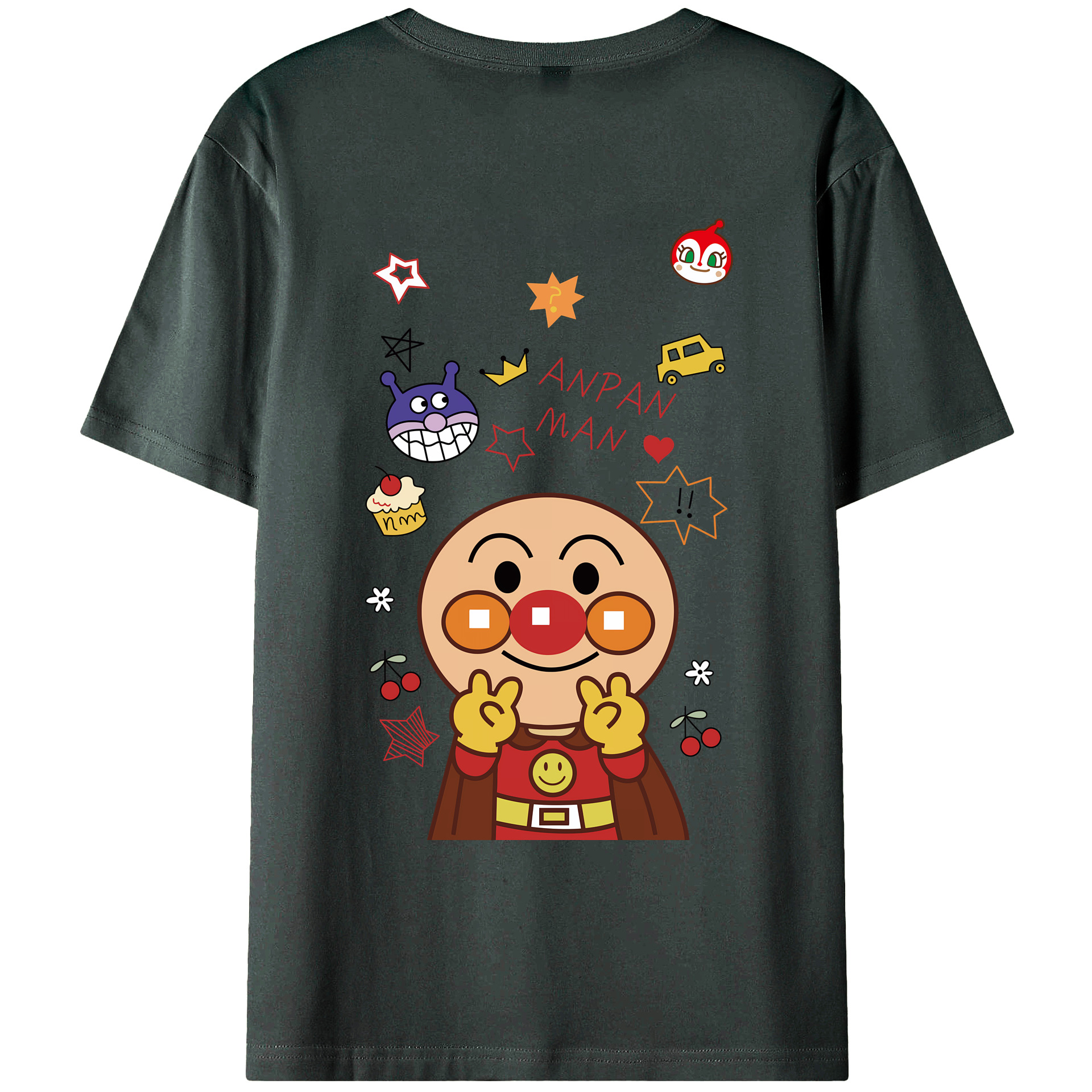 （画像用） アンパンマン Anpanman 綿100％ メンズ半袖Tシャツ（バックプリント） 通気性